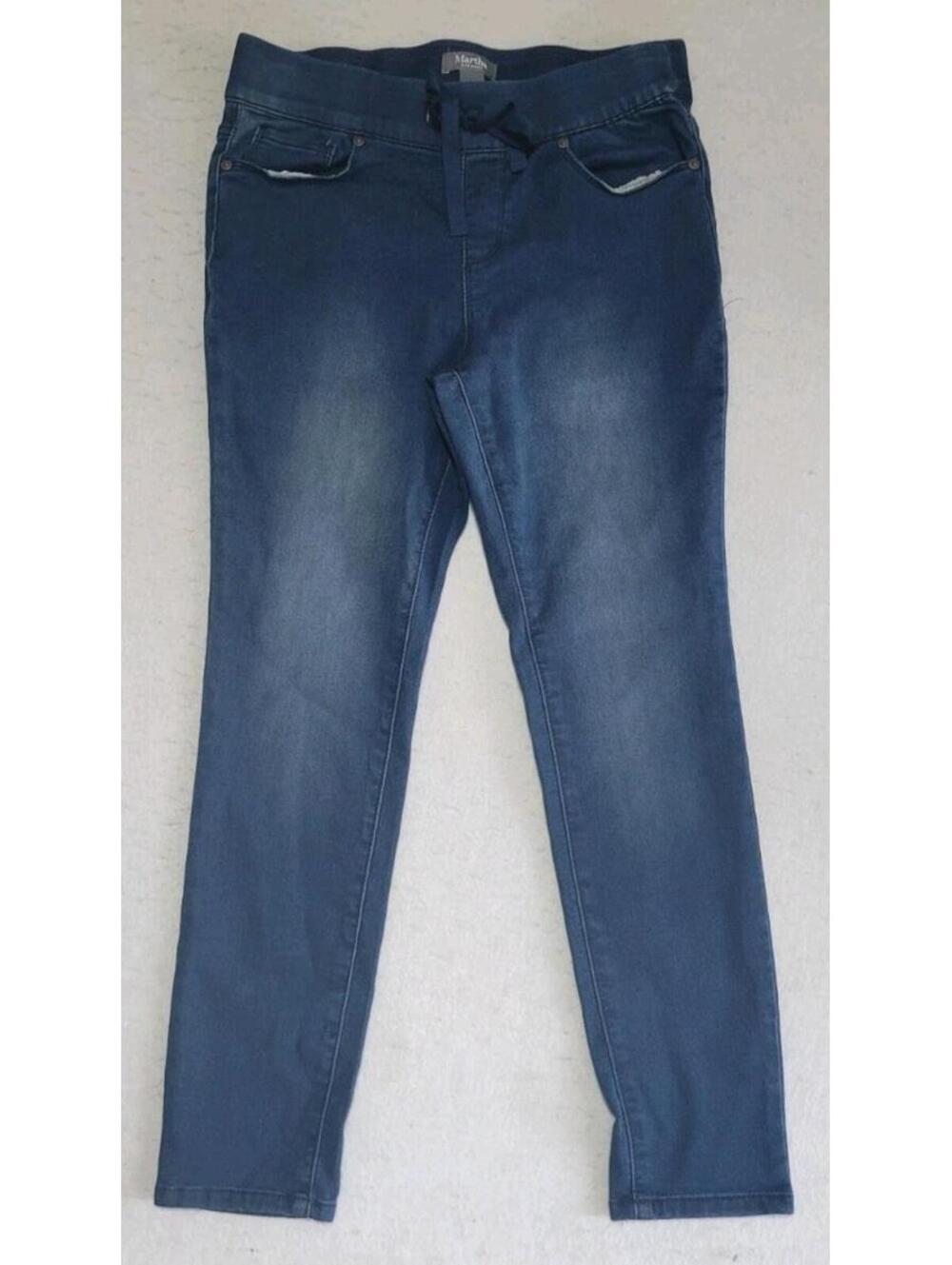 Martha Stewart Jeans Pull On Women's 8p Ankle Pockets Skinny Stretch